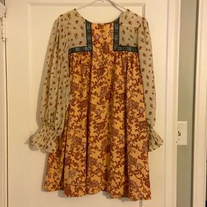 Boho style multi pattern dress